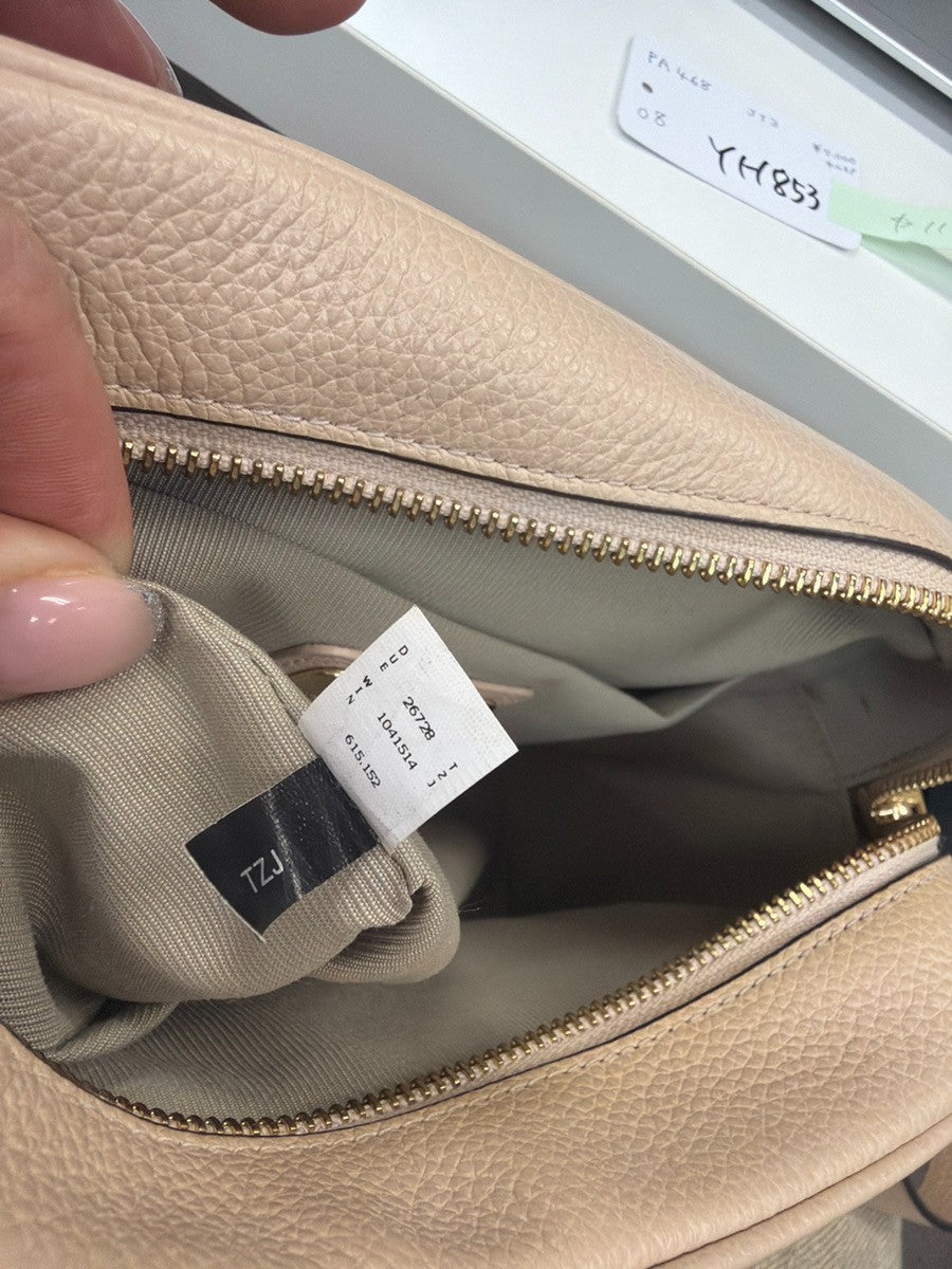 FURLA Logo Crossbody Shoulder Hand Bag Leather Beige GHW 08YH853