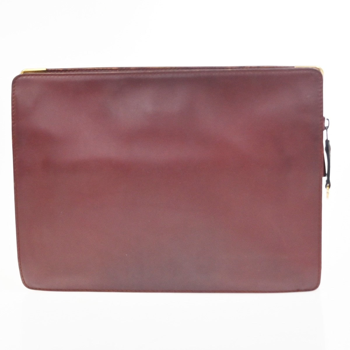 MUST DE CARTIER 2C Logo Clutch Hand Bag Leather Red Burgundy GHW 08KD023