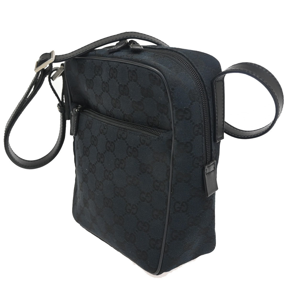 GUCCI Logo GG Pattern Cross Body Shoulder Bag Canvas Leather BE BK Italy 67CA766
