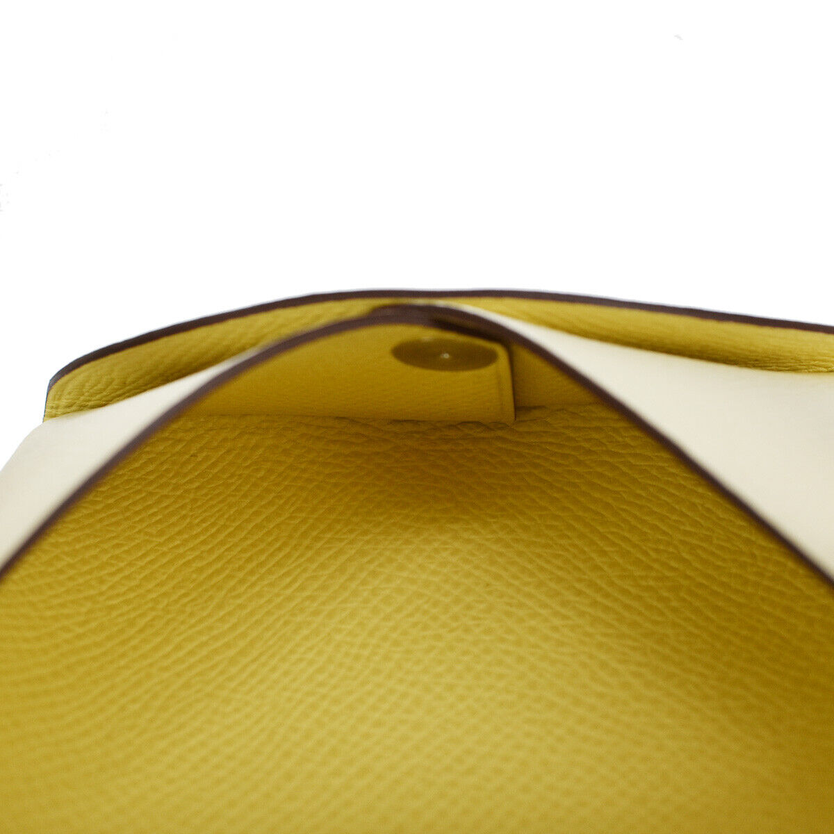 HERMES Calvi Duo Card Case Wallet Bicolor Veau Epsom Nata Jaune Poussin 50YC791