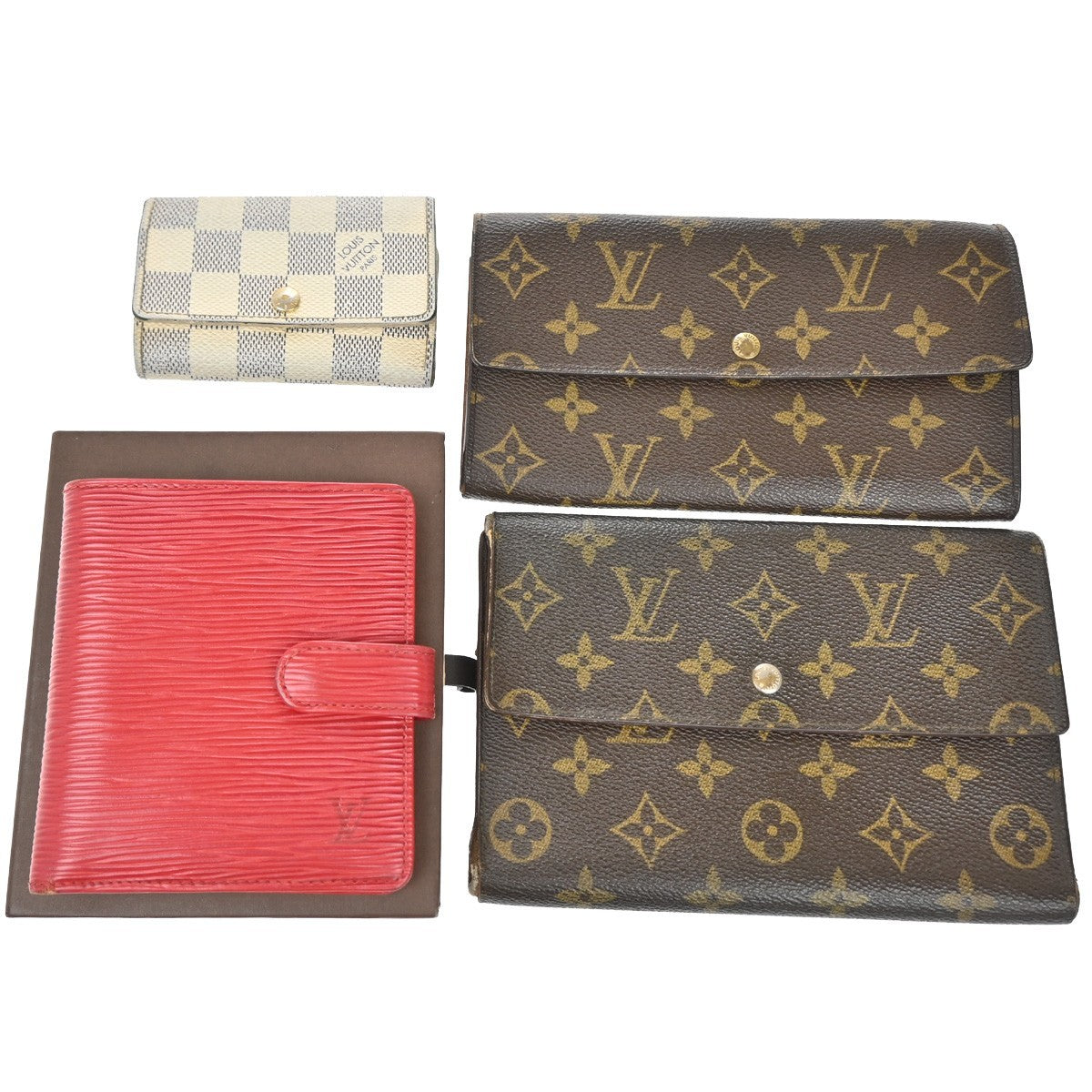 LOUIS VUITTON 4 Set Wallet Key Case Monogram Epi Damier Azur BN WE RD 32YH805