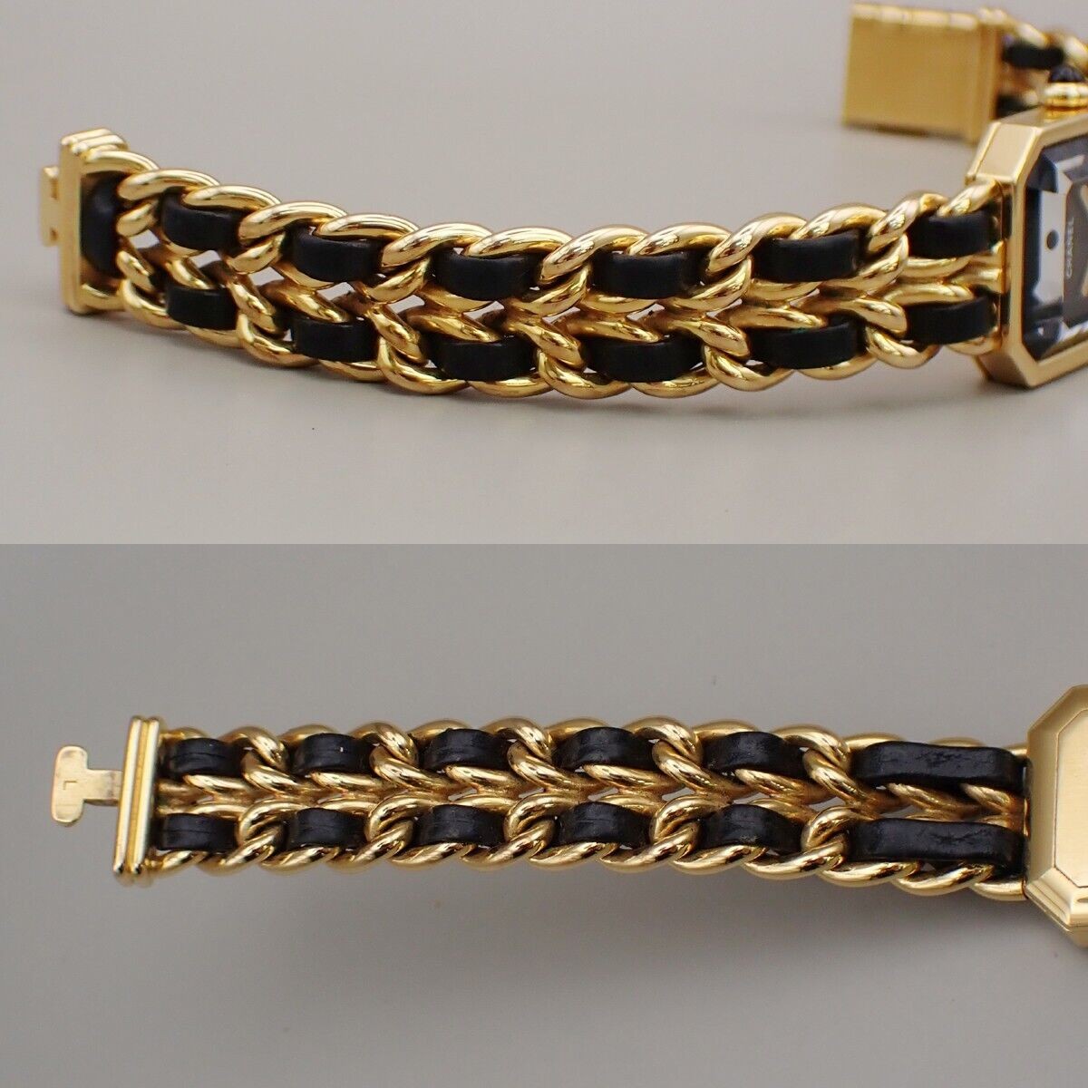 CHANEL Logo Premiere Watch H0001  # L Quartz Gold Plated Leather GHW 670RK948