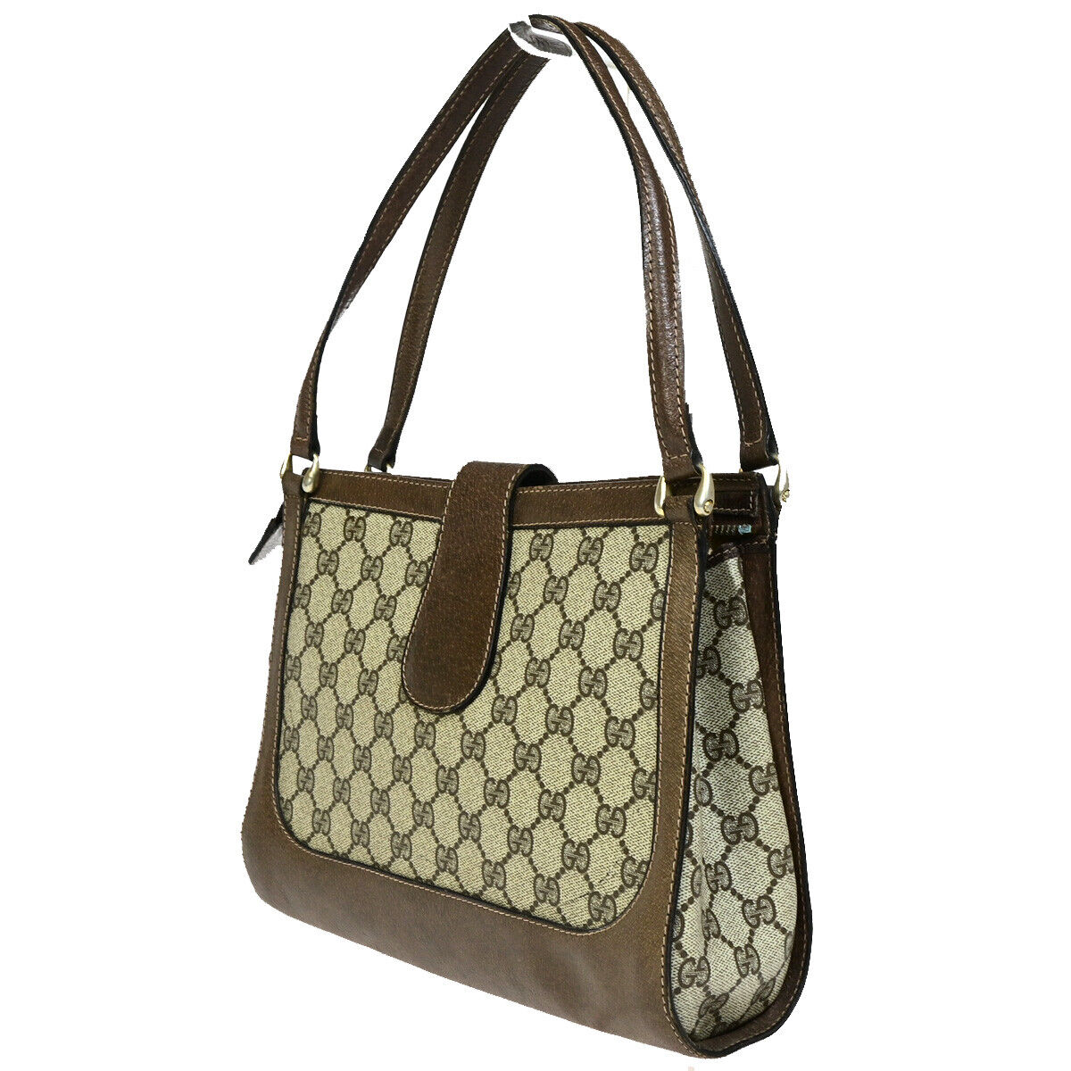 GUCCI Logo GG Pattern Shoulder Bag PVC Leather Brown Italy 69YF268