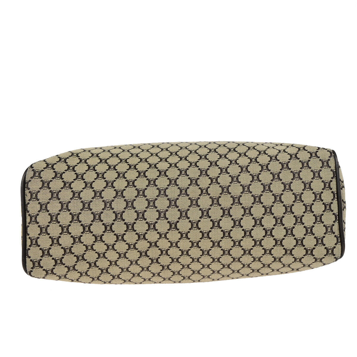 CELINE Logo Macadam Pattern Shoulder Tote Bag Canvas Leather Brown GHW 30SJ476