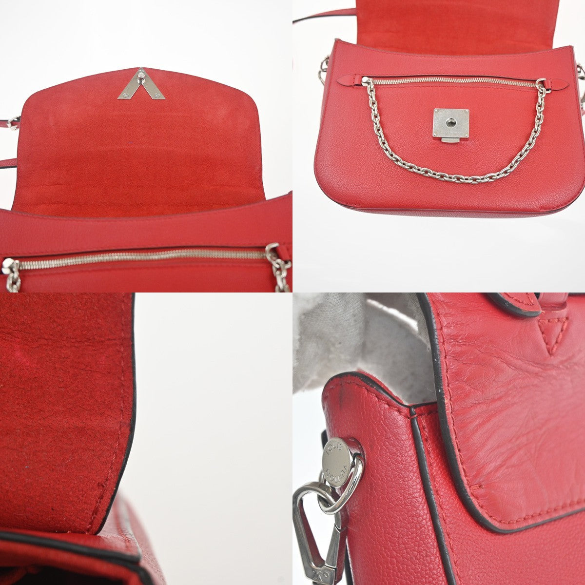 LOUIS VUITTON Very Messenger 2way Shoulder Hand Bag Monogram Leather Red 52MA426