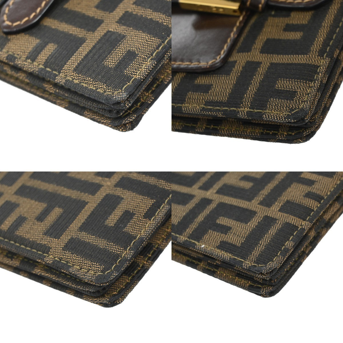 FENDI Logo Zucca Pattern Shoulder Bag Canvas Leather Brown GHW Italy 79KB388