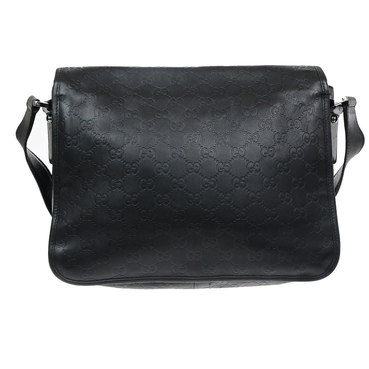 GUCCI GG Pattern Guccissima Shoulder Bag Embossing Leather Black Italy 62SA167