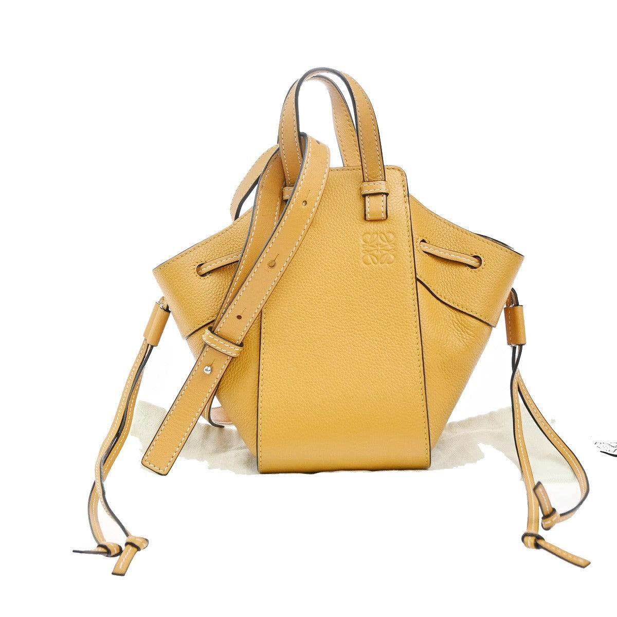LOEWE Hammock Mini Drawstring 2Way Shoulder Hand Bag Leather Orange 667RP133