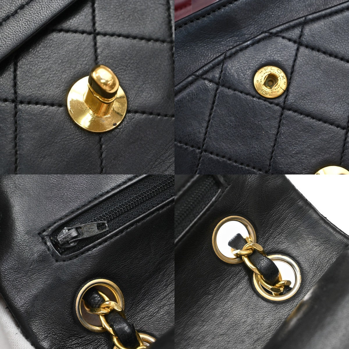 CHANEL Matelasse 23 Double Flap Chain Shoulder Bag Leather BK Vintage 396RF511