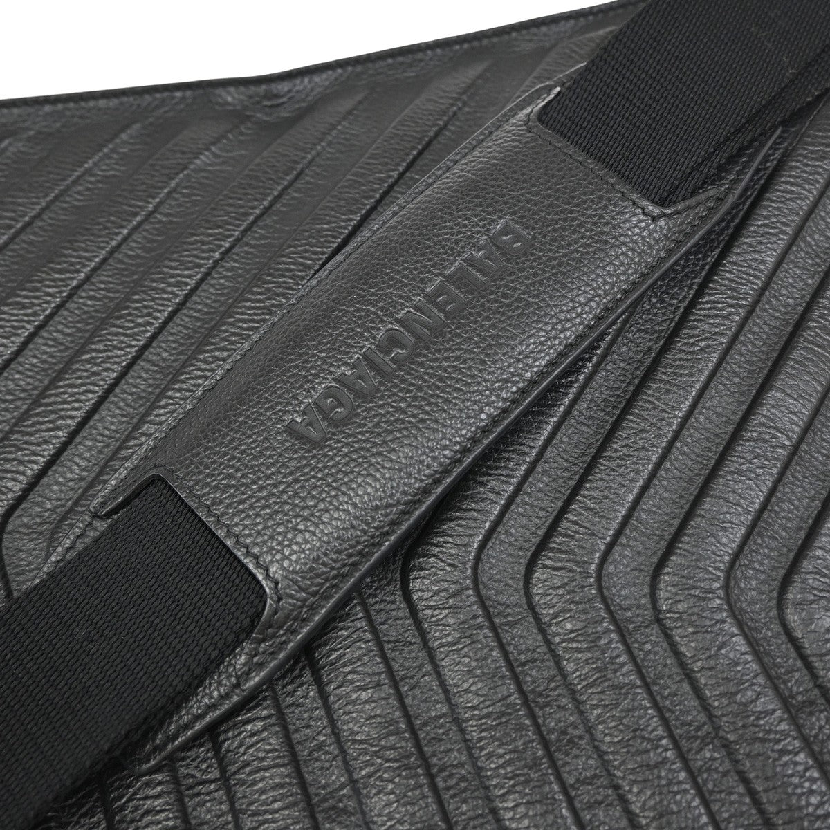 BALENCIAGA Logo Car Flap Crossbody Shoulder Bag Leather Black Italy 79YH648