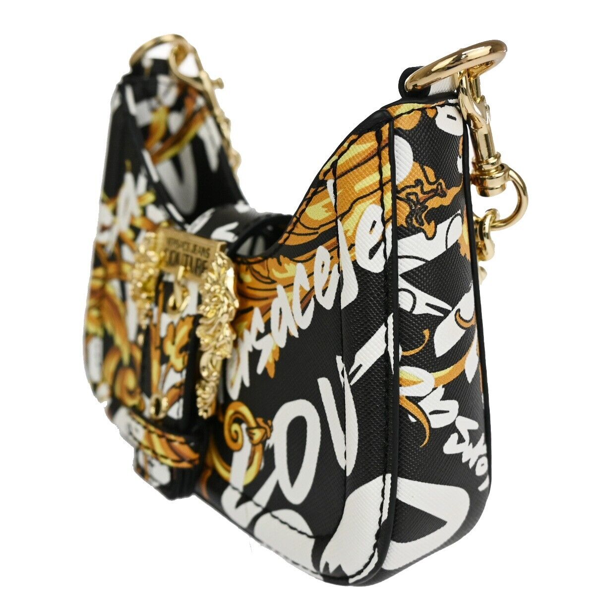 VERSACE GIANNI COUTURE Logo Chain Mini Shoulder Bag PVC Leather Gold 73RJ371