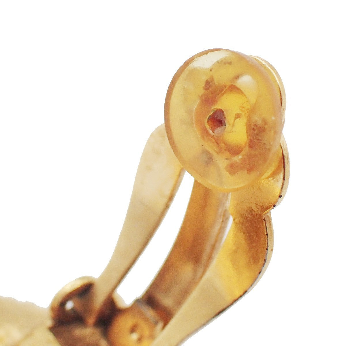 CHANEL CC Logo Button Earring 97P Clip-On Gold-Plated France Vintage 87RL936
