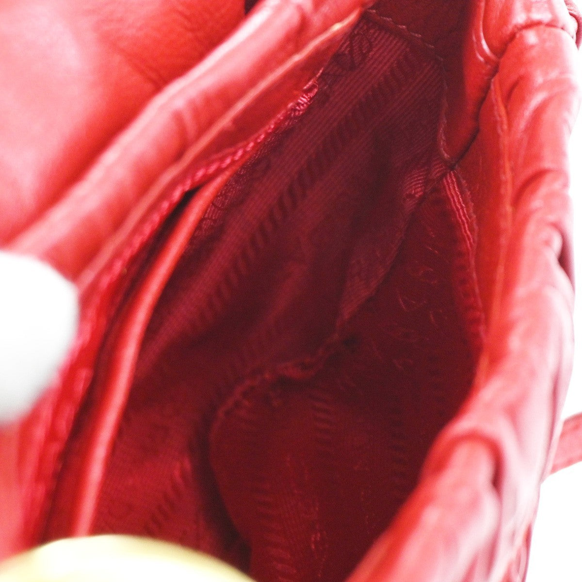 PRADA Logo Shoulder Hand Bag Nappa Leather Red GHW Italy 78CA652