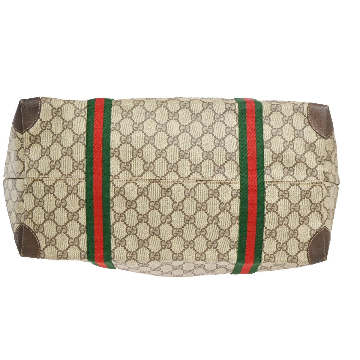 GUCCI Web Stripe Sherry GG Pattern Shoulder Bag PVC Leather Brown Italy 33TA685