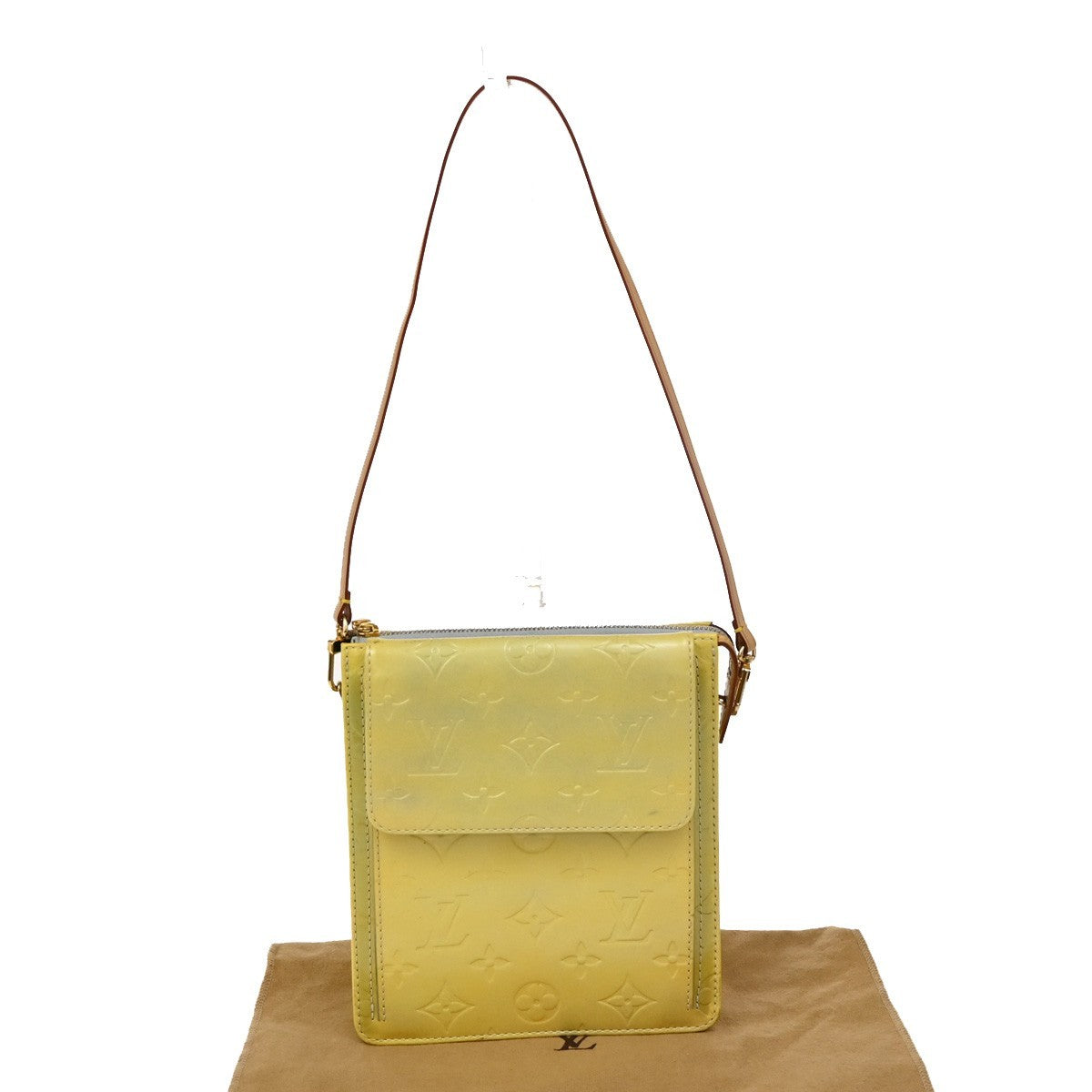 LOUIS VUITTON Mott Shoulder Bag Monogram Vernis Lime Yellow M91059 63KB273
