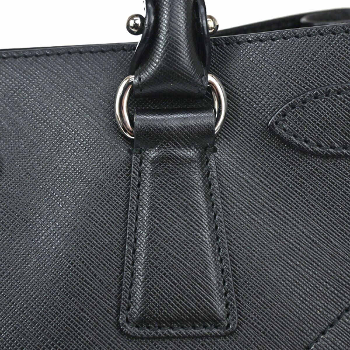 SALVATORE FERRAGAMO Gancini Hand Bag Leather Black Silver Made in Italy 61HB058