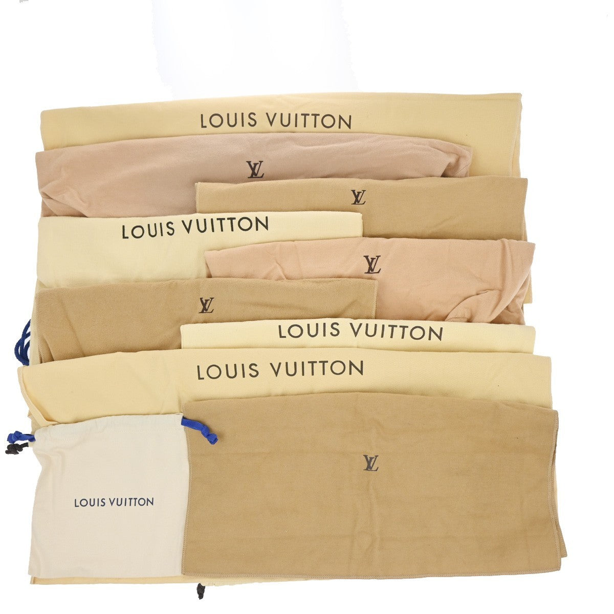 LOUIS VUITTON Logo 10 Set Dust Bag Drawstring Canvas Cotton Beige Brown 09KC802