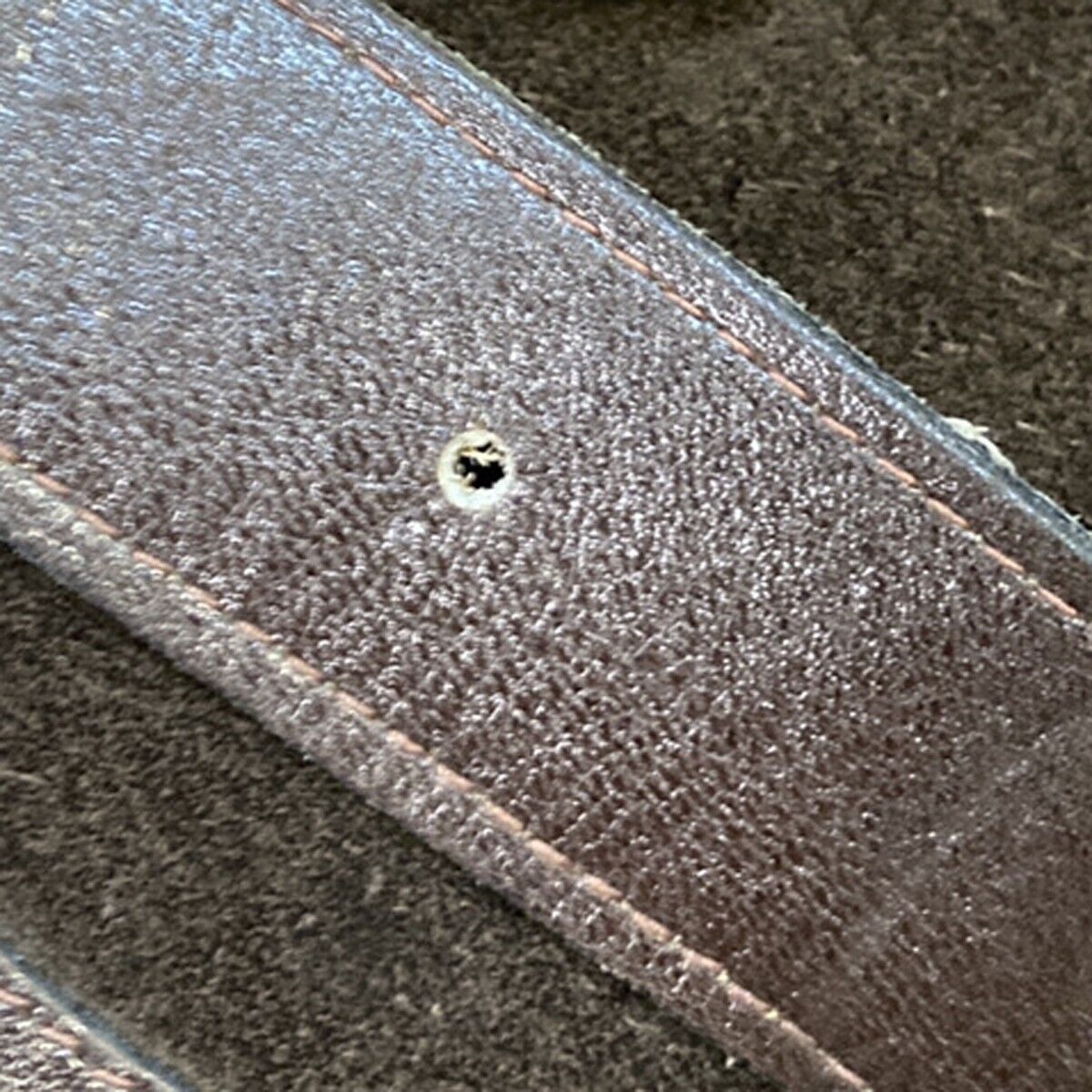 CELINE Logo Crossbody Shoulder Bag Suede Leather Brown GHW 63EC954