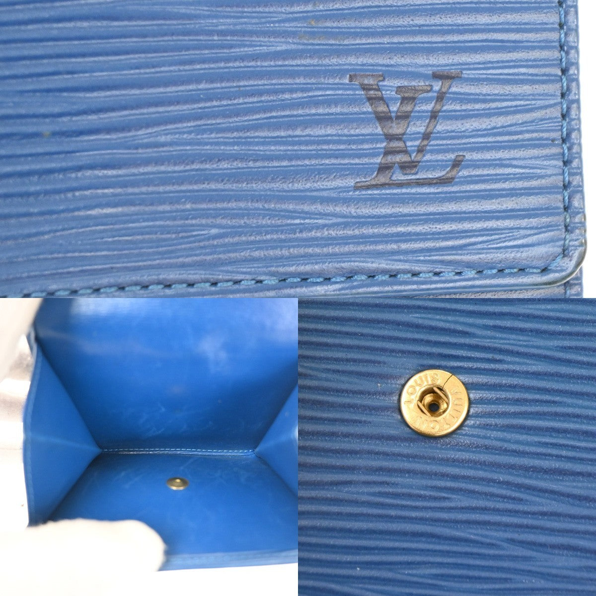 LOUIS VUITTON Porte-Monnaie Billets Cartes Credit Wallet Epi Blue M63485 07KC417