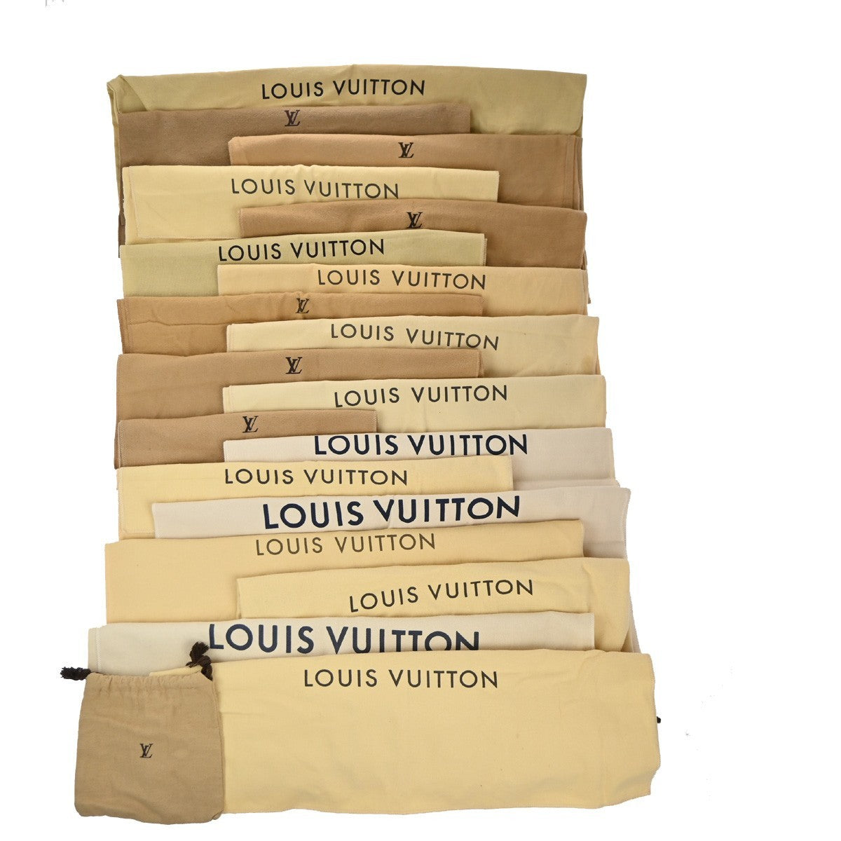 LOUIS VUITTON Logo 20 Set Drawstring Dust Bag Canvas Cotton Beige Brown 63EG382
