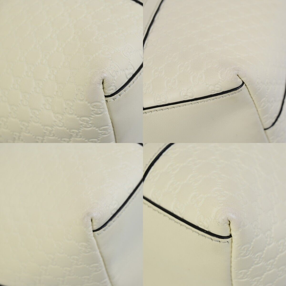 GUCCI Micro GG Guccissima 2Way Shoulder Hand Bag Leather White Italy 23ED010