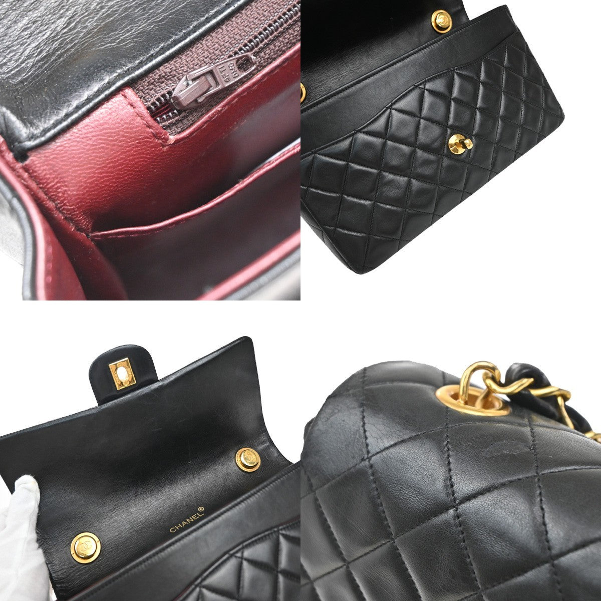 CHANEL CC Matelasse 25 Chain Top Handle Hand Bag Leather Black Vintage 870RF470