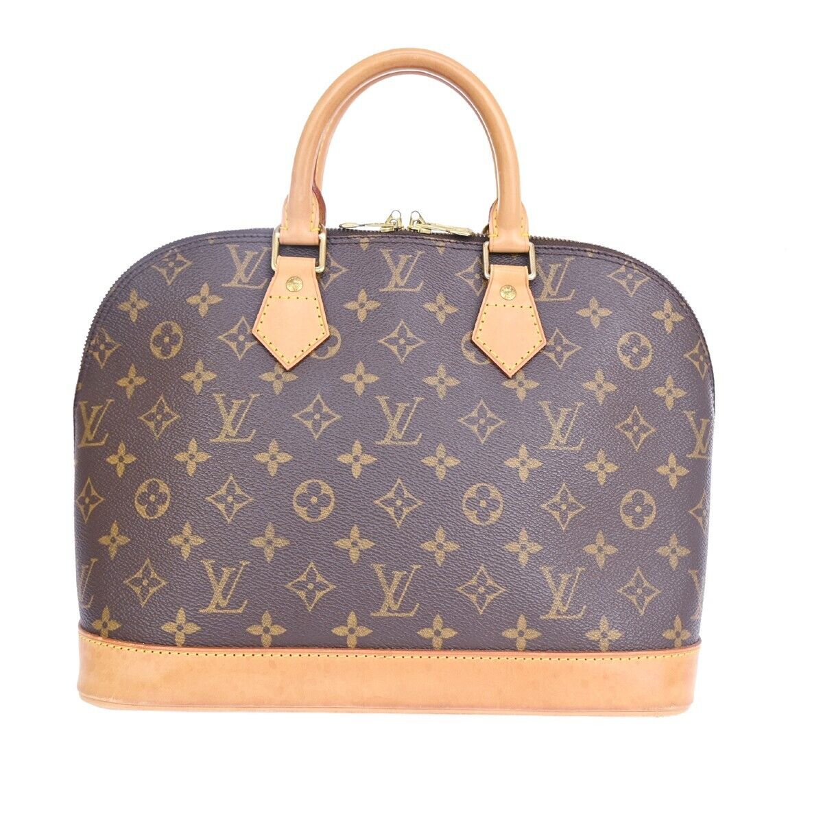 LOUIS VUITTON LV Logo Alma Hand Bag Monogram Leather Brown France M51130 16DA025
