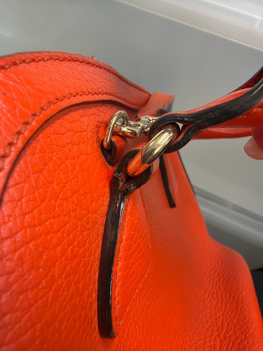 GUCCI Interlocking G 2Way Shoulder Hand Bag Leather Orange GHW Italy 87YJ199