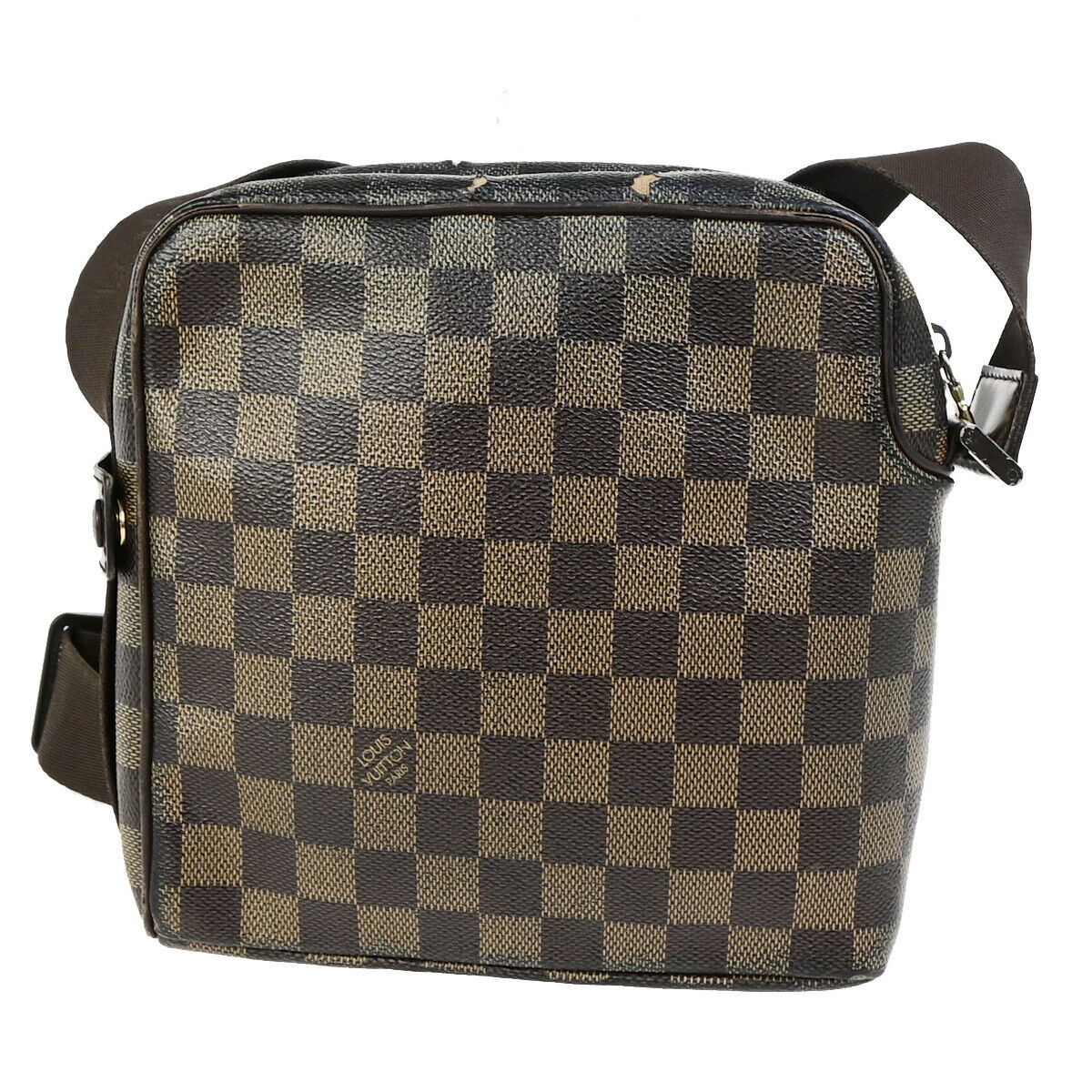 LOUIS VUITTON Olav PM Shoulder Bag Damier Ebene Leather Brown N41442 69YG638