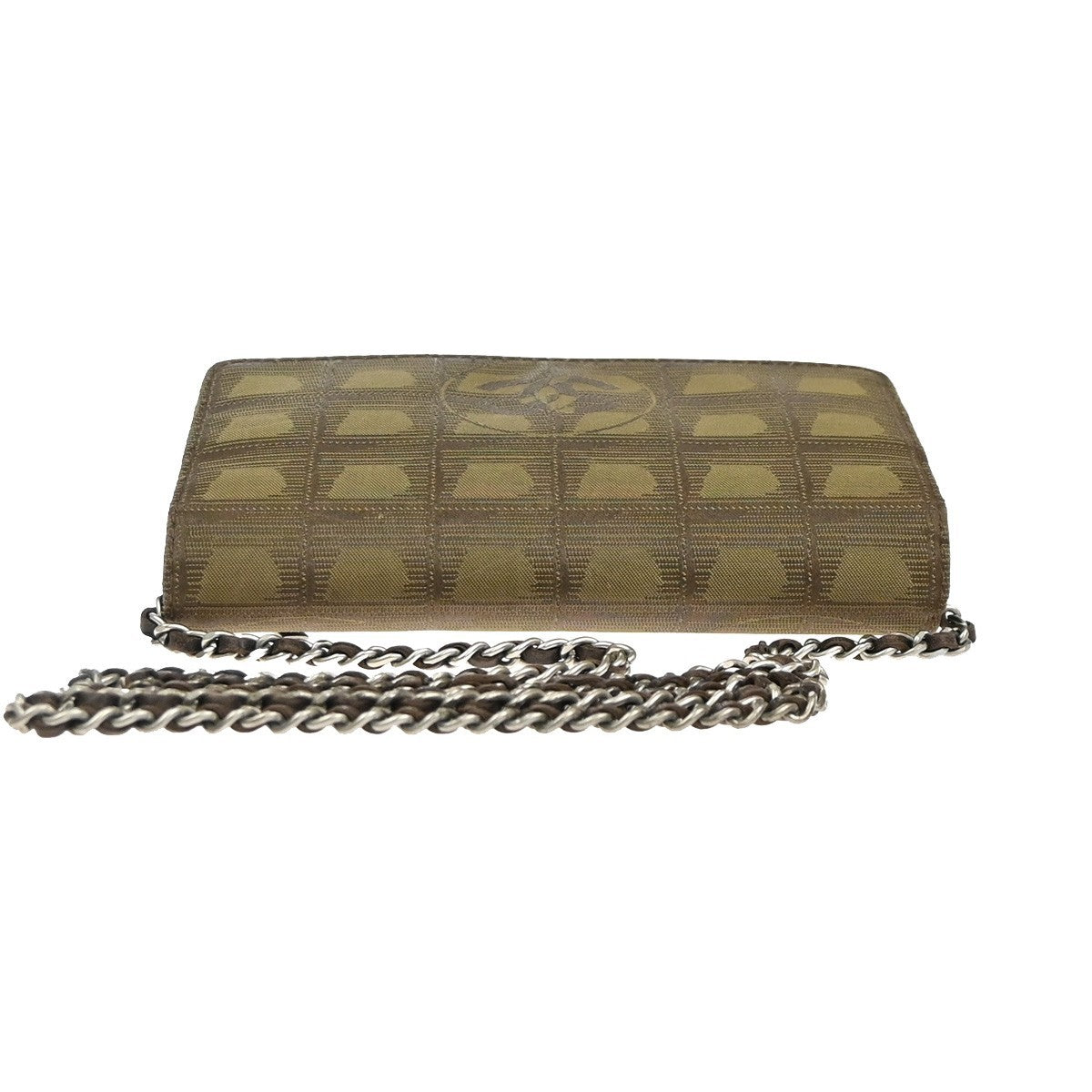 CHANEL New Travel Line Chain Shoulder Bag Wallet Canvas Leather GN Italy 95KC938