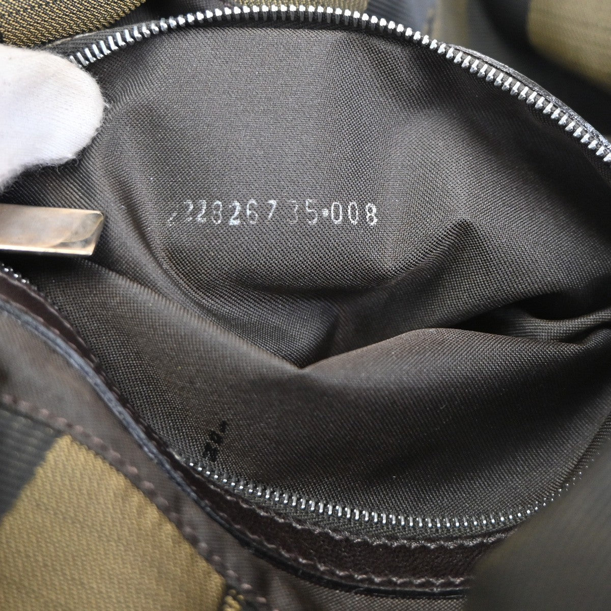 FENDI Pequin Shoulder Hand Bag Canvas Leather Brown SHW Italy 35CA962