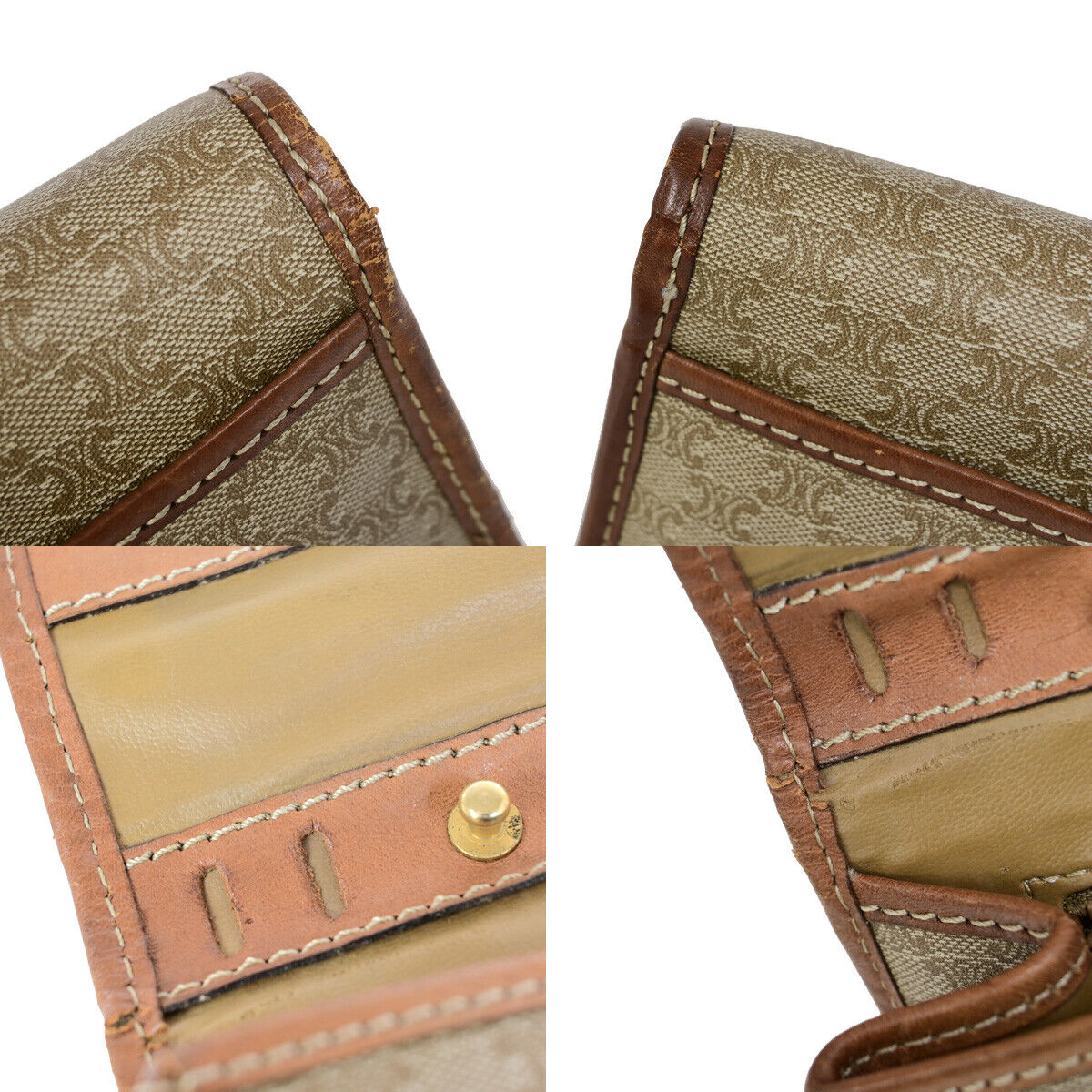 CELINE Logo Macadam Pattern Clutch Hand Bag PVC Leather Beige Brown GHW 01YF603