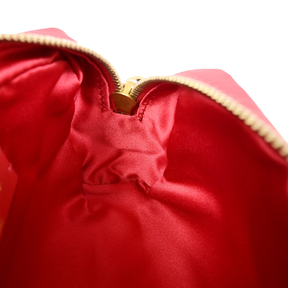 VALENTINO GARAVANI Logo Cosmetic Pouch Nylon Leather Red GHW Italy 09YF133