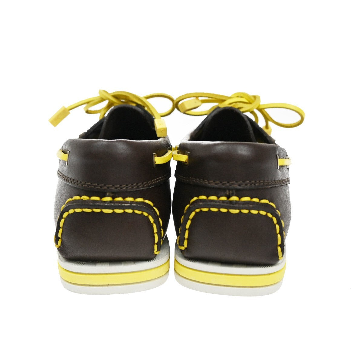 LOUIS VUITTON Logo Vuitton Cup Shoes Size 37  Leather Brown Yellow 88EE321