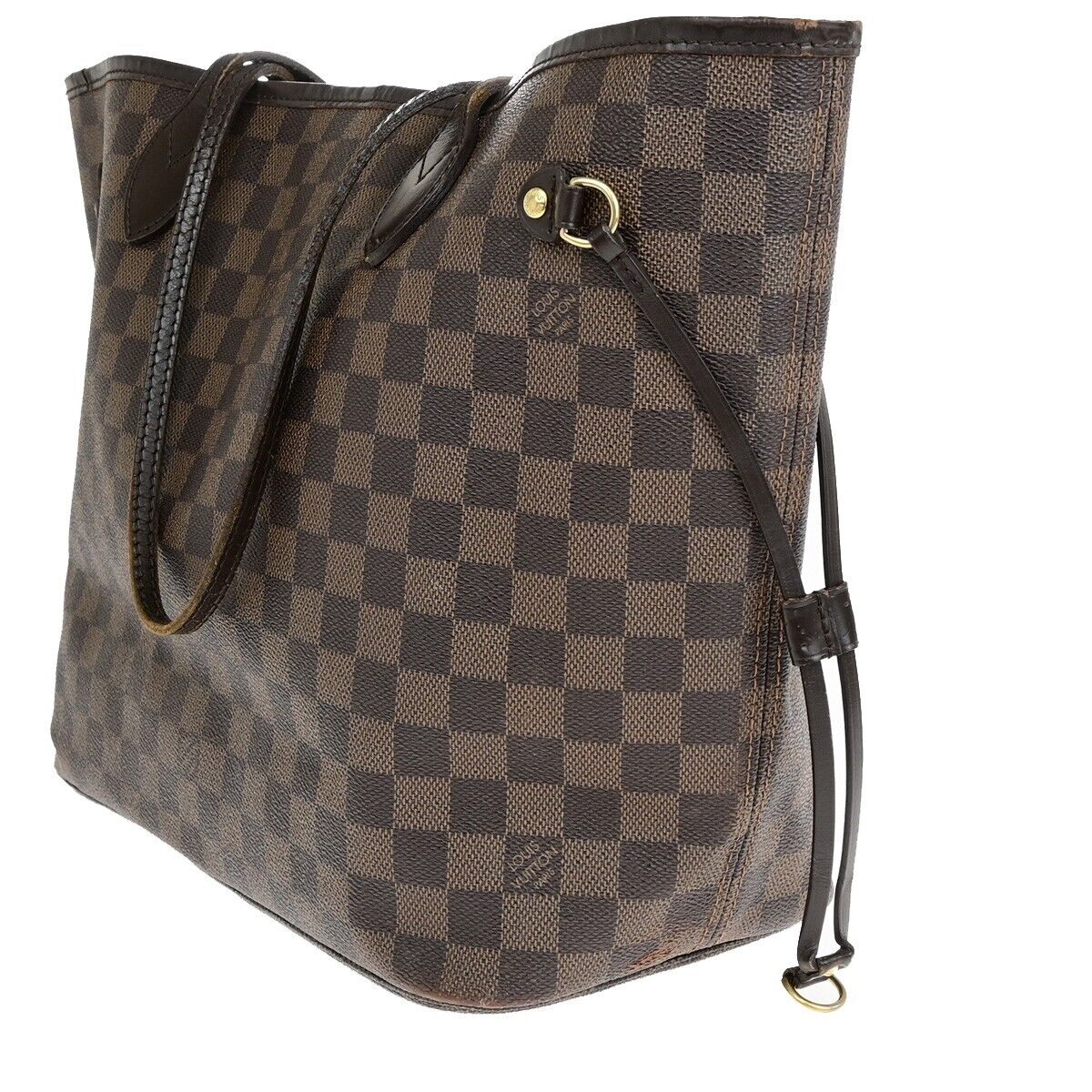 LOUIS VUITTON Neverfull MM Shoulder Bag Damier Ebene Leather BN N51105 73EB748