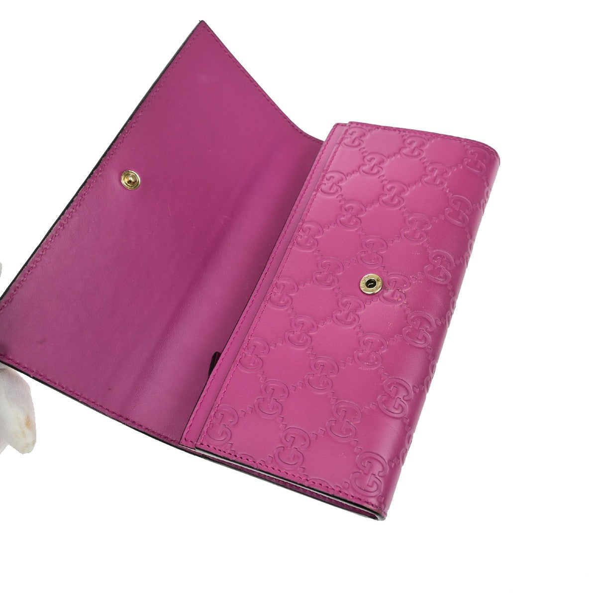 GUCCI Logo Guccissima GG Pattern Long Bifold Wallet Leather Pink GHW 04YH062