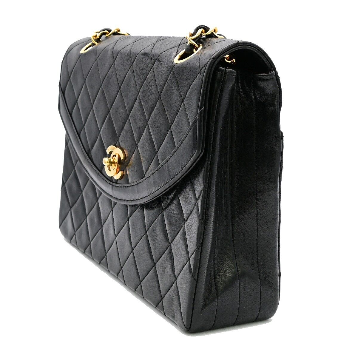 CHANEL CC Matelasse 25 Chain Shoulder Bag Leather Black GHW Vintage 377RJ824