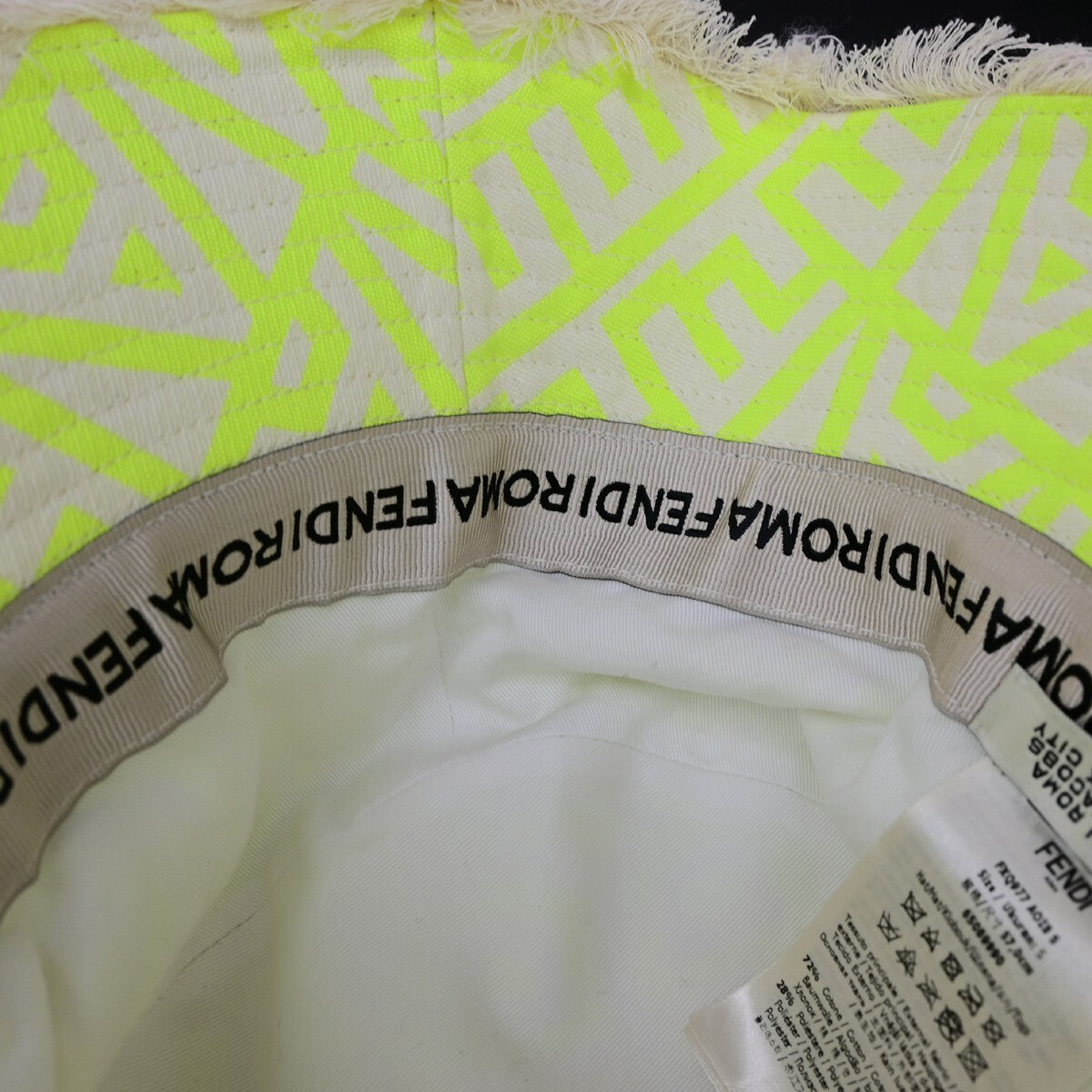 FENDI×MARC JACOBS Logo Bucket Hat #S Cotton Yellow Italy 64RL016
