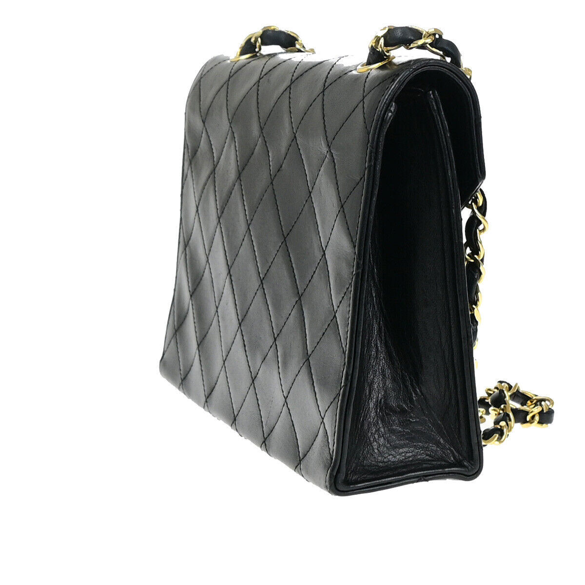 CHANEL CC Logo Matelasse Chain Shoulder Bag Leather Black GHW Vintage 341RJ922