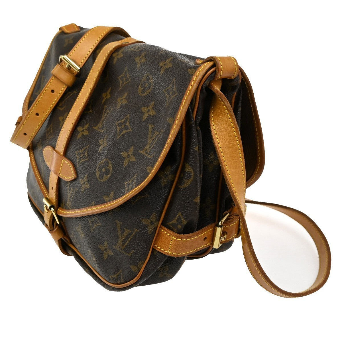 LOUIS VUITTON Logo Saumur 30 Shoulder Bag Monogram Leather Brown M42256 19CA490