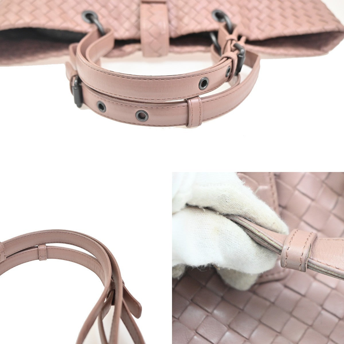 BOTTEGA VENETA Logo Intrecciato Shoulder Hand Bag Leather Pink Italy 25RL757