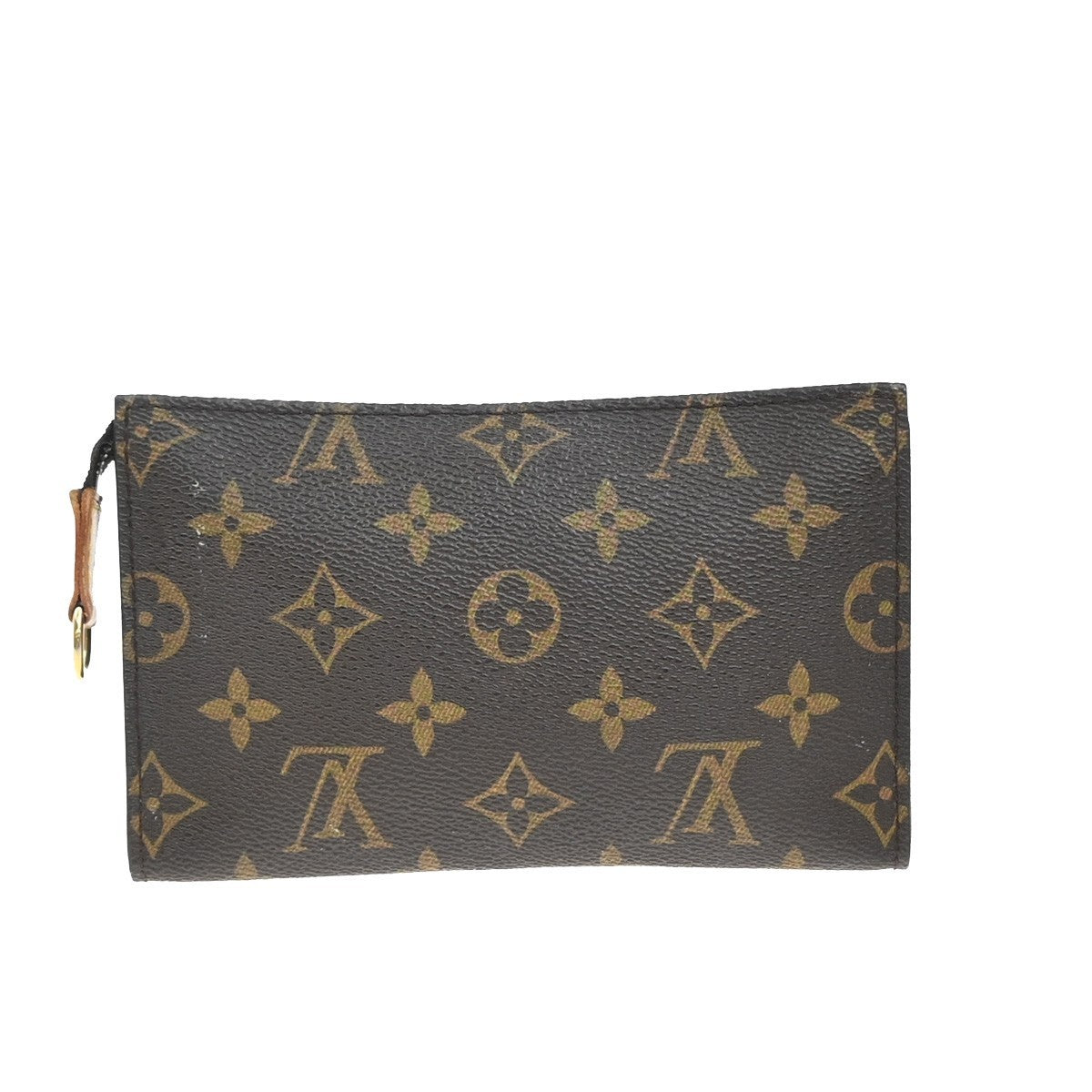 LOUIS VUITTON Logo BUCKET PM Pouch Bag Monogram Leather Brown France 02KB374