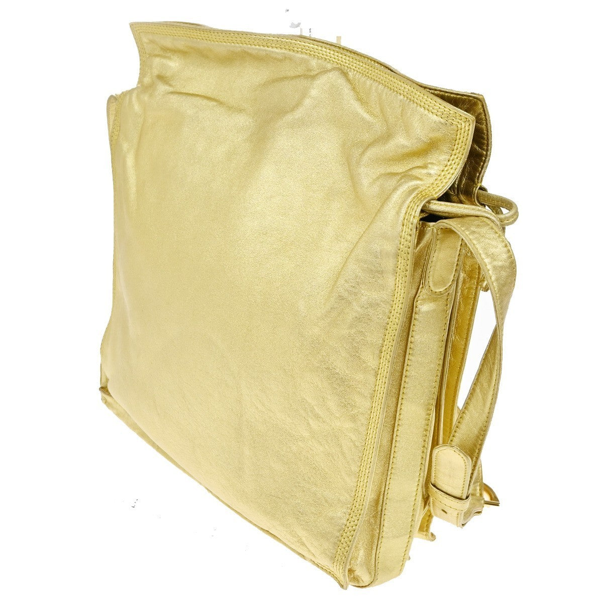 LOEWE LOGO Anagram Drawstring Crossbody Shoulder Bag Leather Gold GHW 38TA510