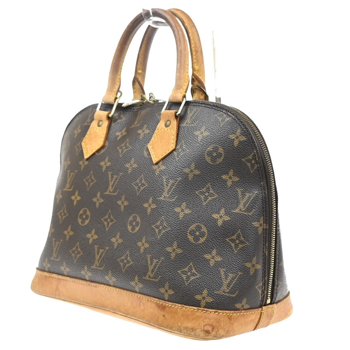 LOUIS VUITTON LV Logo Alma Hand Bag Monogram Leather Brown France M51130 88MA581