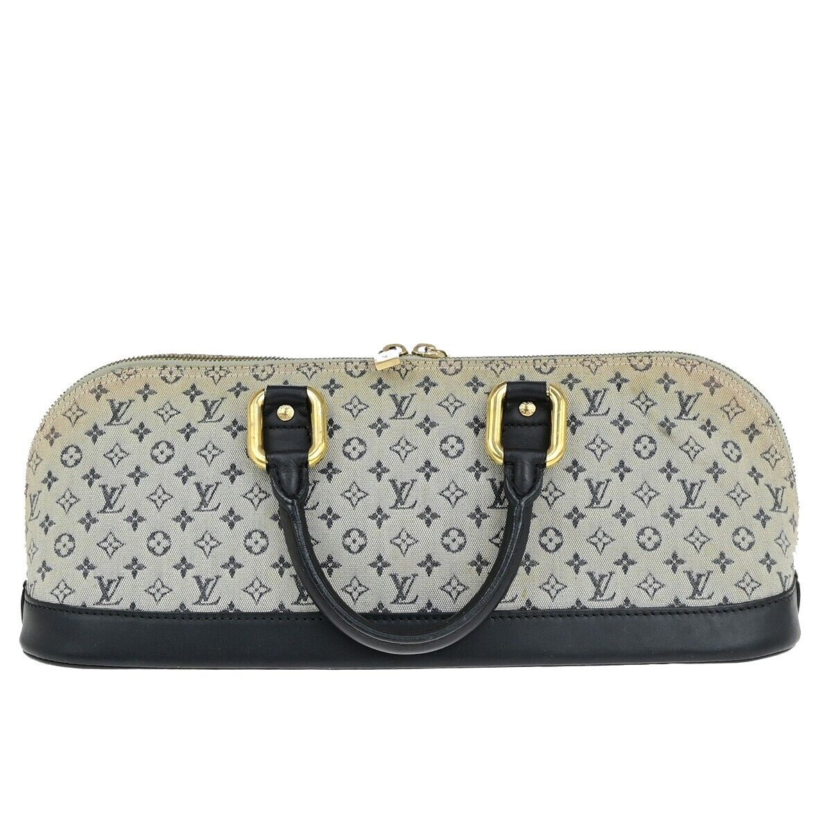 LOUIS VUITTON Logo Alma Long Hand Bag Monogram Mini Canvas Blue M92205 31ED365