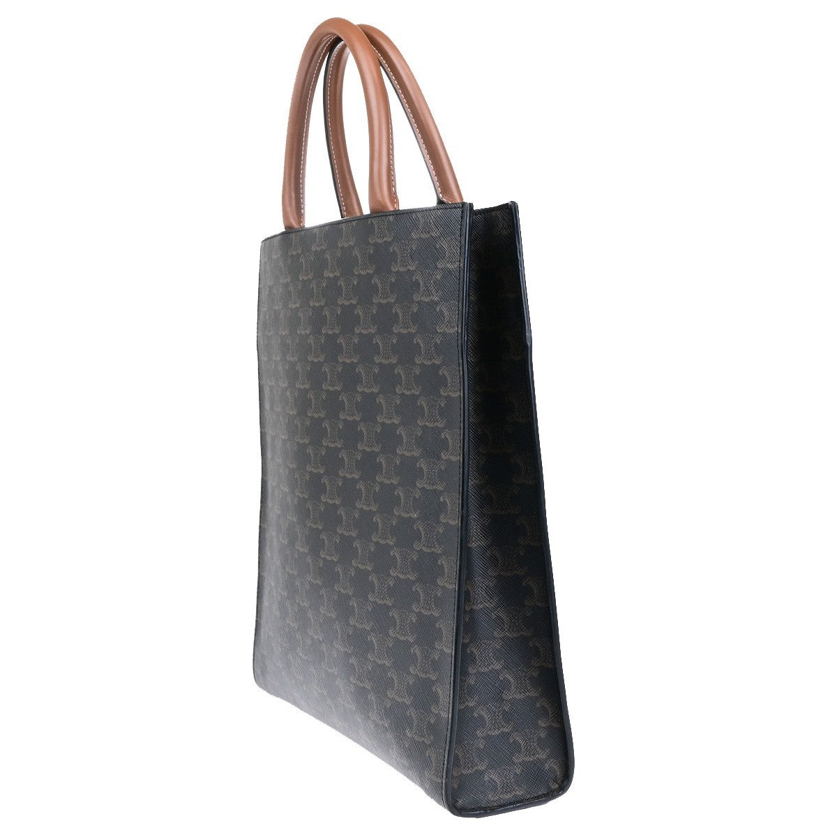 54.Live CELINE Vertical Cabas 2Way Tote Bag Triomphe Canvas Leather 662RK408