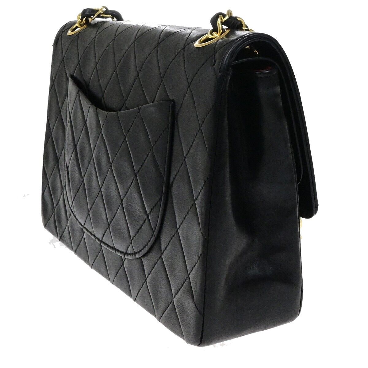 CHANEL CC Matelasse 25 Double Flap Chain Shoulder Bag Leather Black GHW 865RF209
