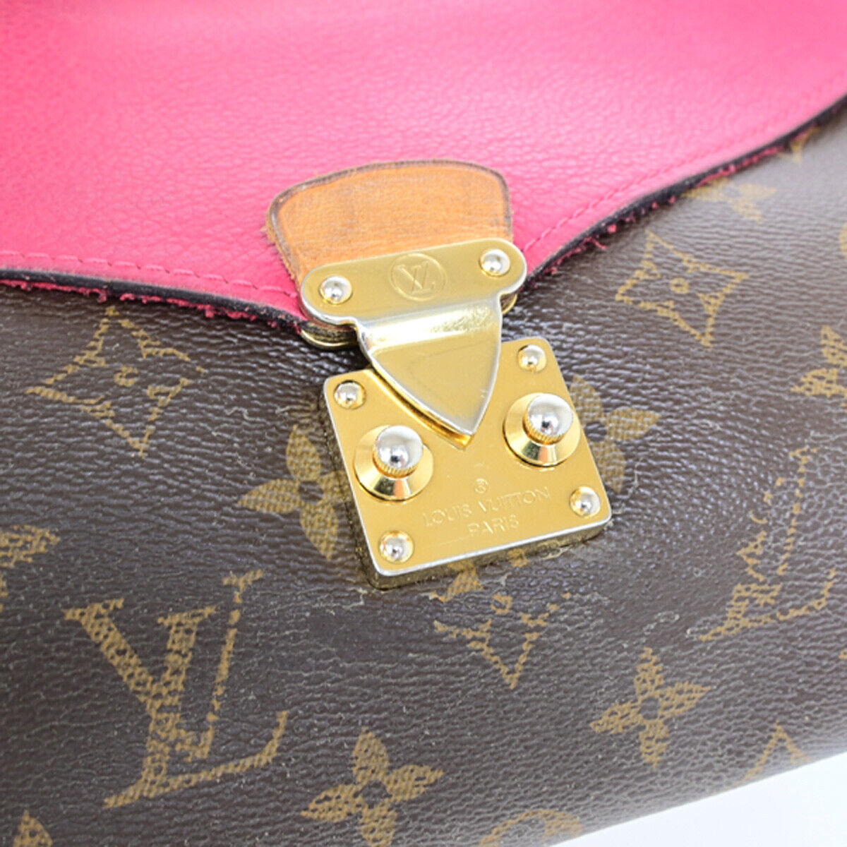 LOUIS VUITTON Pallas Chain Shoulder Bag Monogram Leather Cerise M41201 70YF618