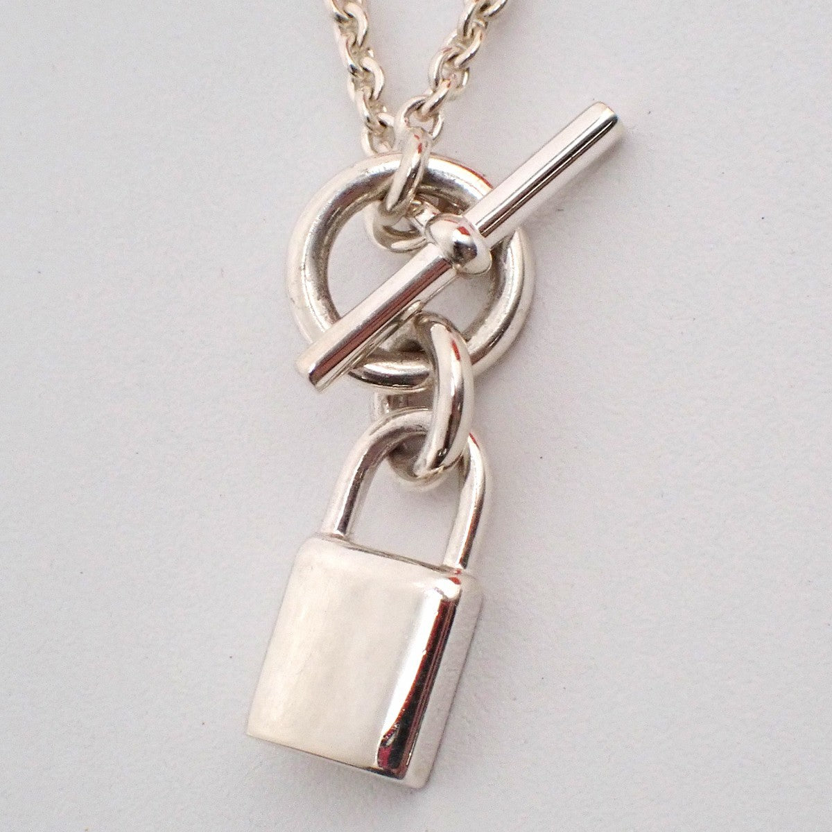 HERMES Logo Amulet Cadena Chain Necklace Pendant silver 925 France 72LC618