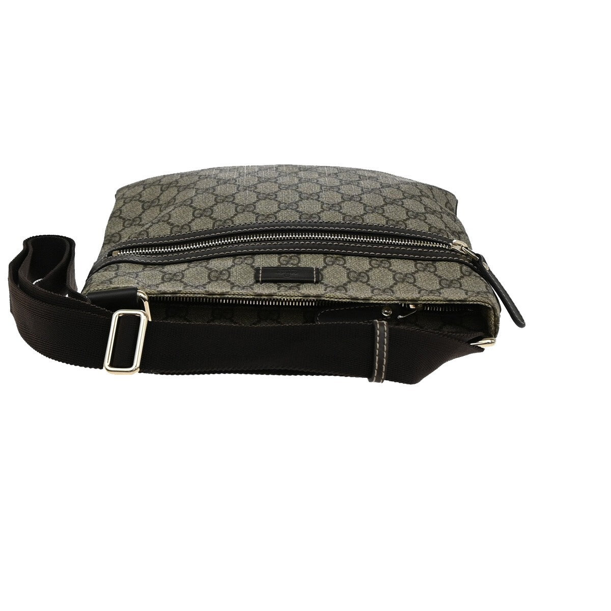 GUCCI Logo GG Pattern Shoulder Bag PVC Leather Canvas Brown GHW Italy 16FB606
